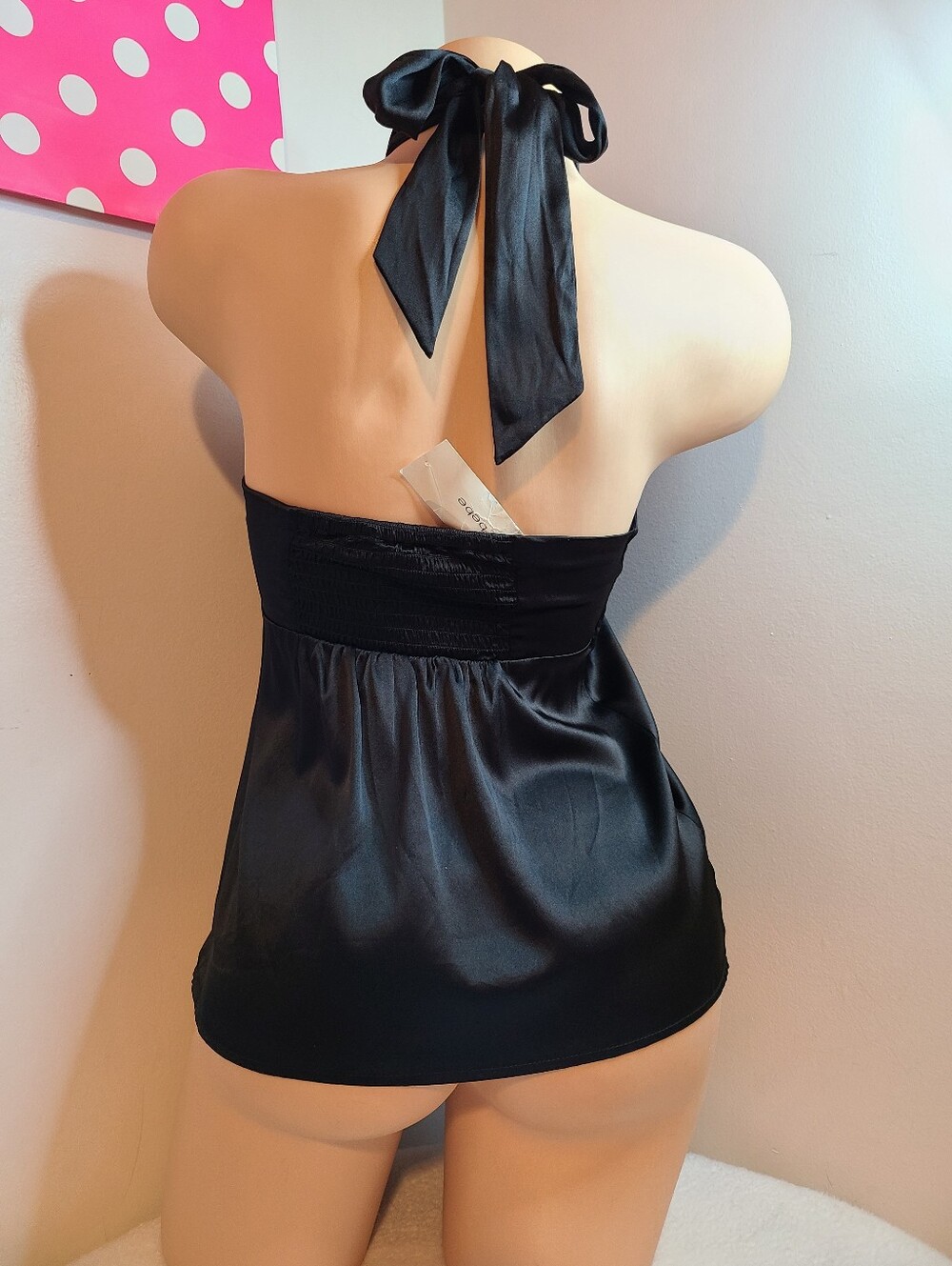 VTG Bebe 100% Silk Roxanne Charm Ruffle Halter Top Size XS - NWT - Picture 4 of 8